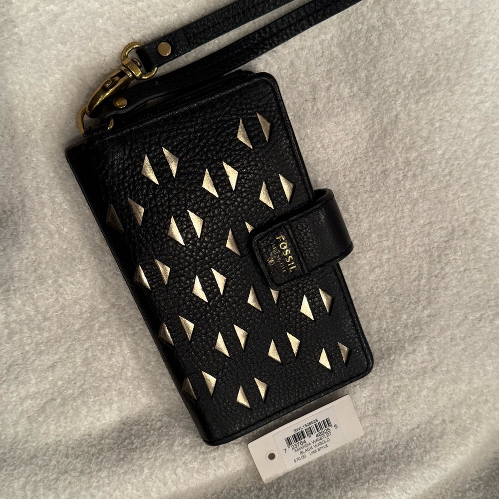 Fossil Black Wristlet with Gold Accents